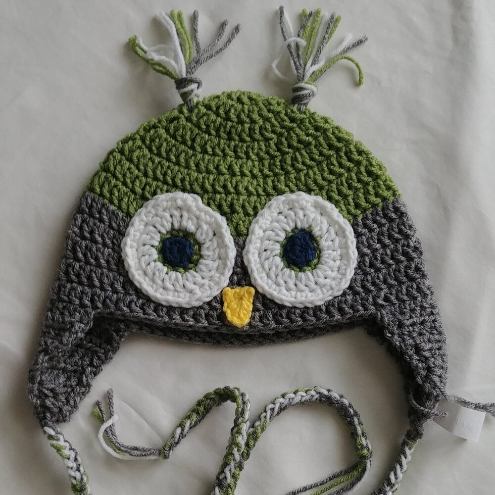 Child  Size Owl Hat, Handmade. Ears are easily removed